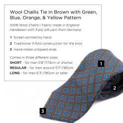 Brown Diamond Wool Challis Tie