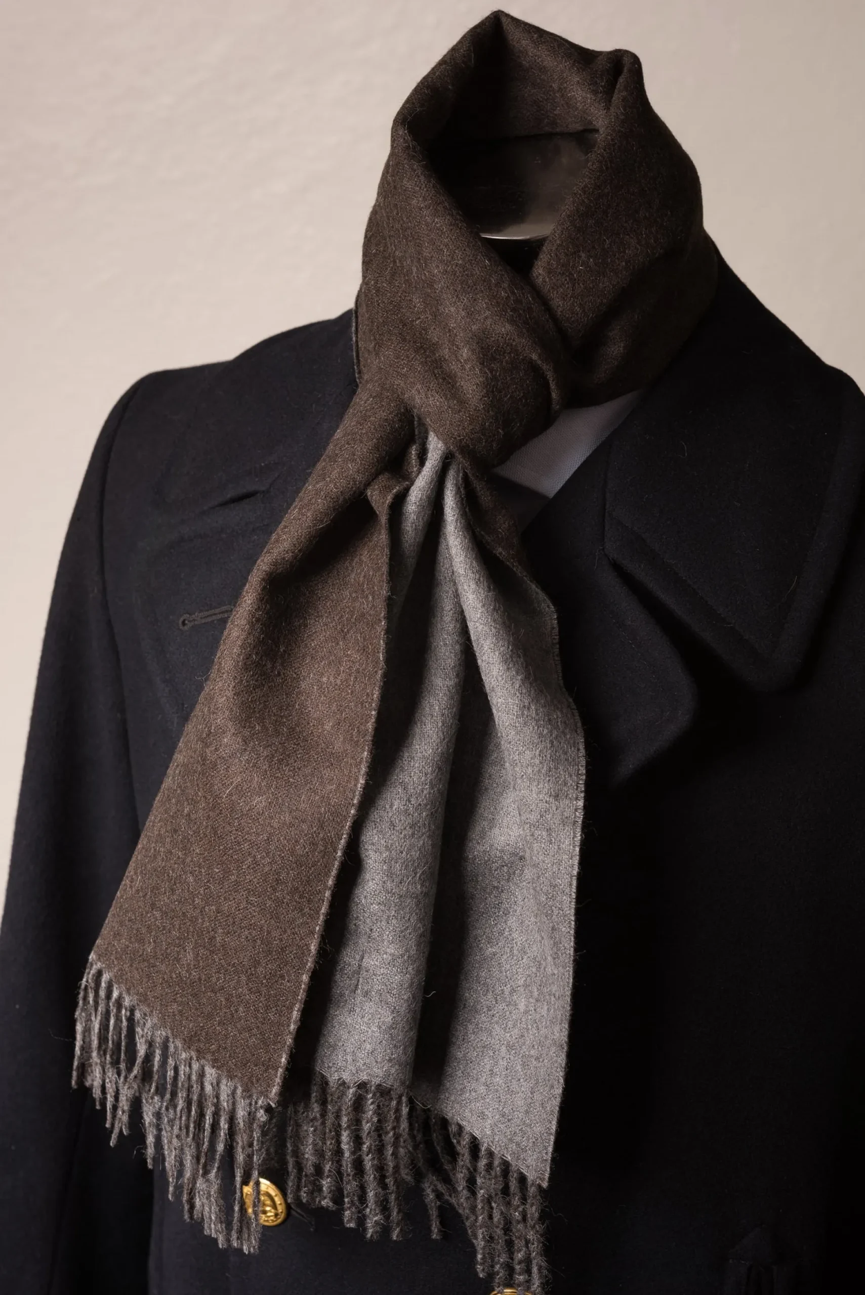 Brown & Gray Double Sided Alpaca Scarf