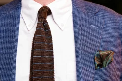 Brown & Green Large Paisley Silk Pocket Square