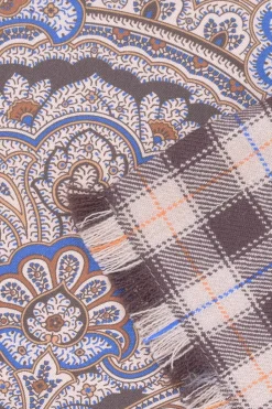 Brown Paisley & Plaid Double Sided Scarf