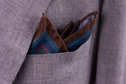 Brown & Turquoise Paisley Madder Silk Pocket Square