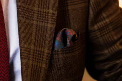 Brown & Turquoise Paisley Madder Silk Pocket Square