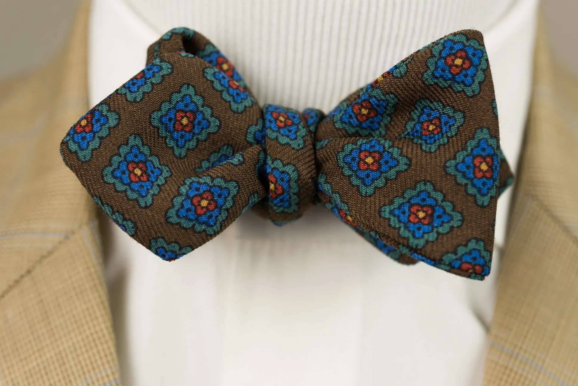 Brown Wool Challis Bow Tie