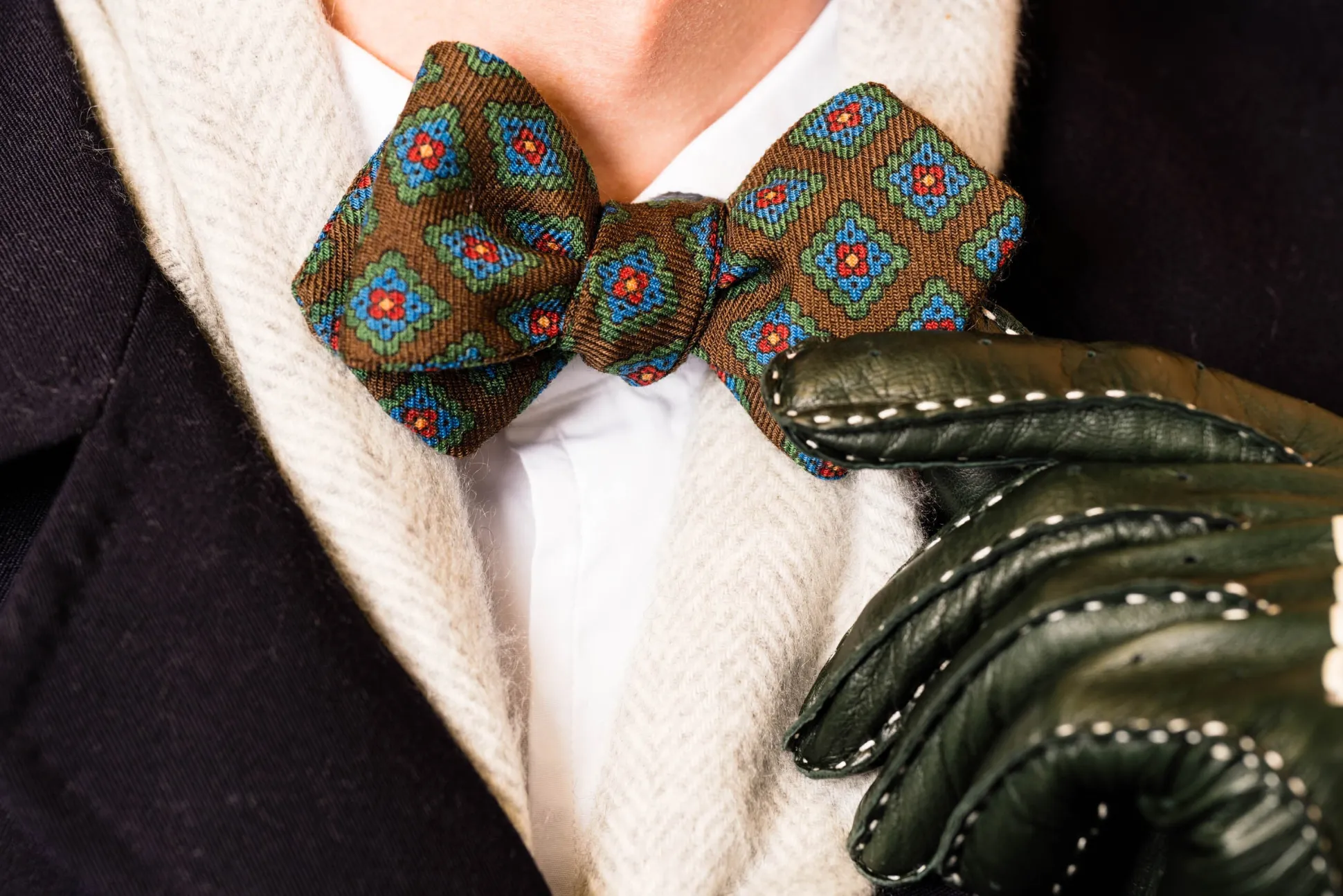 Brown Wool Challis Bow Tie