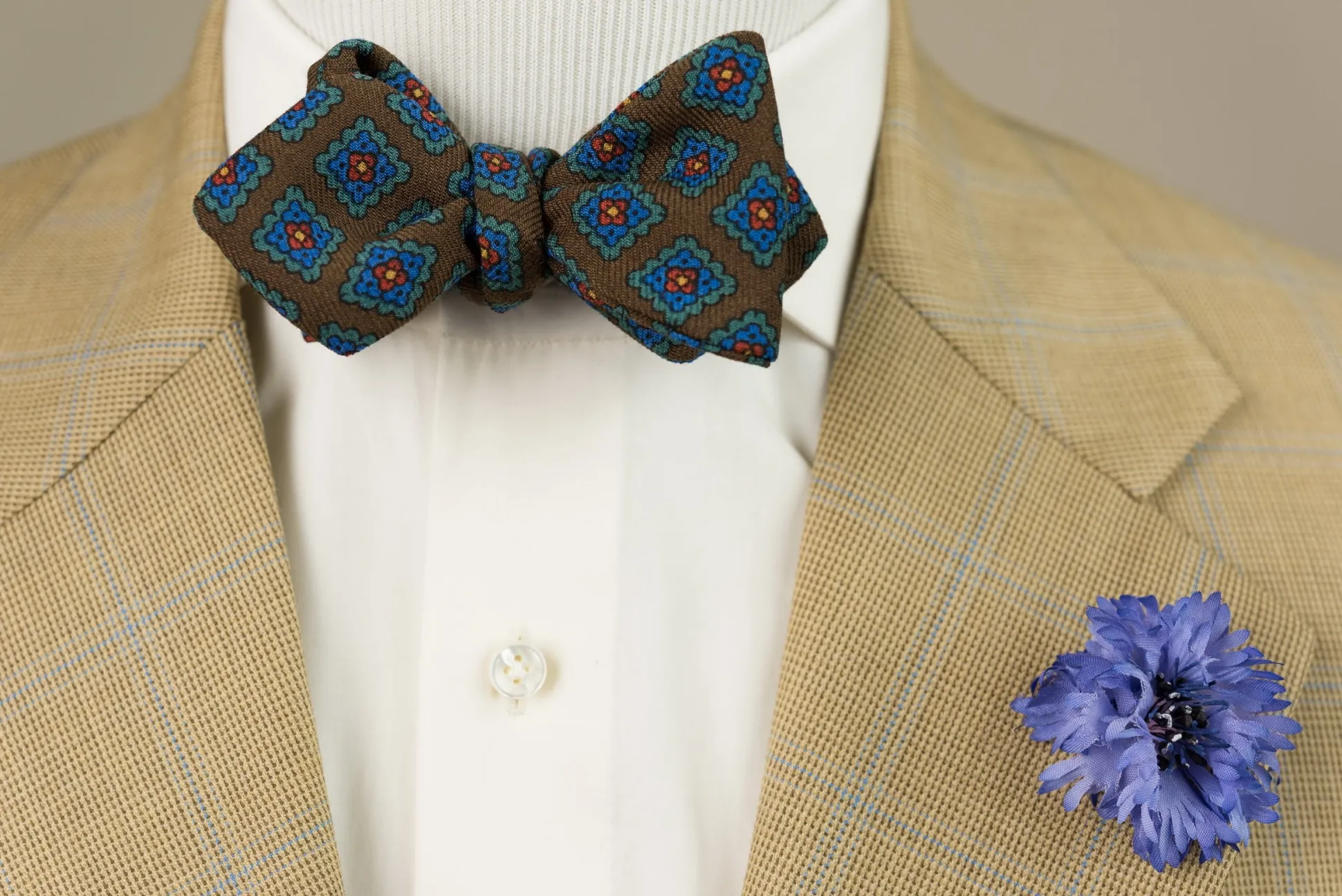 Brown Wool Challis Bow Tie