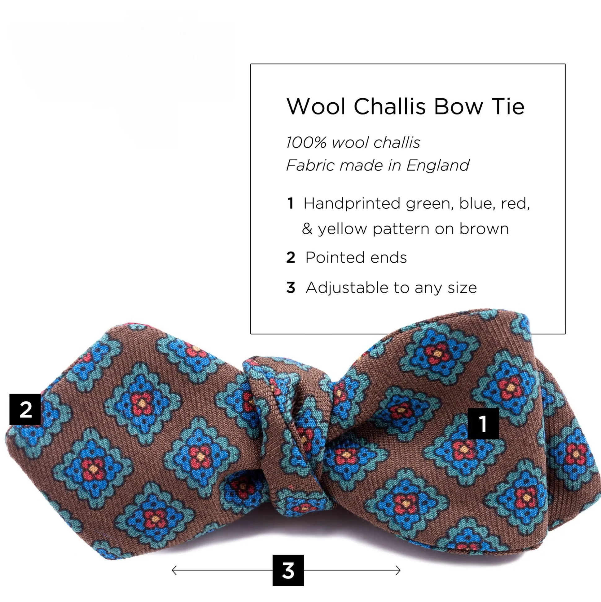 Brown Wool Challis Bow Tie