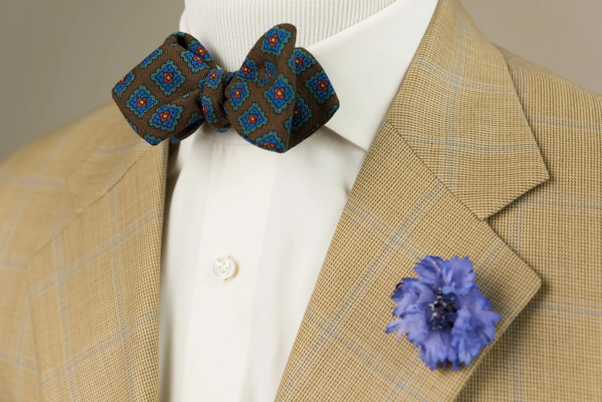 Brown Wool Challis Bow Tie