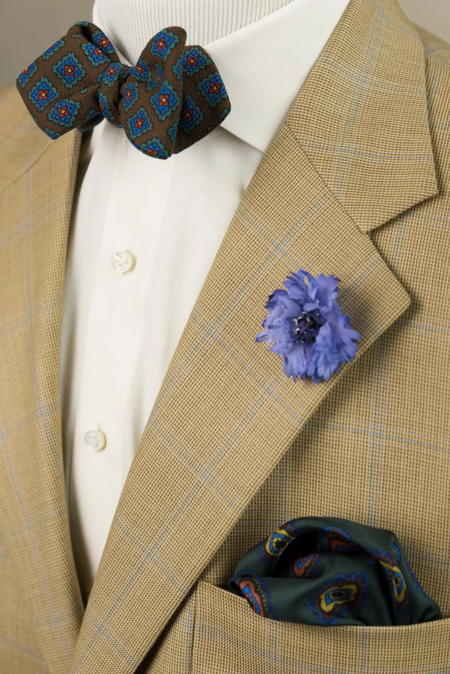 Brown Wool Challis Bow Tie