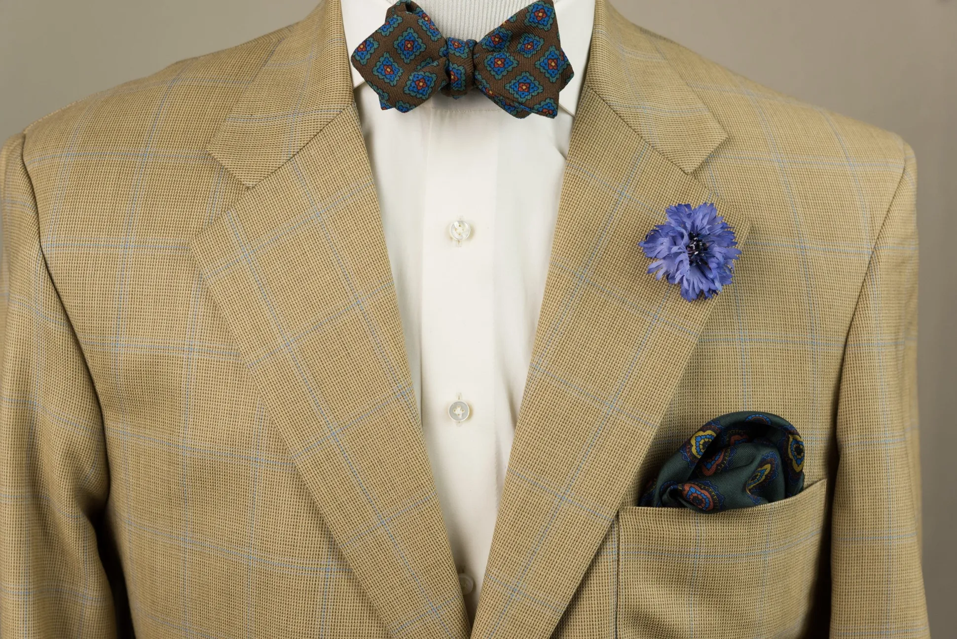 Brown Wool Challis Bow Tie