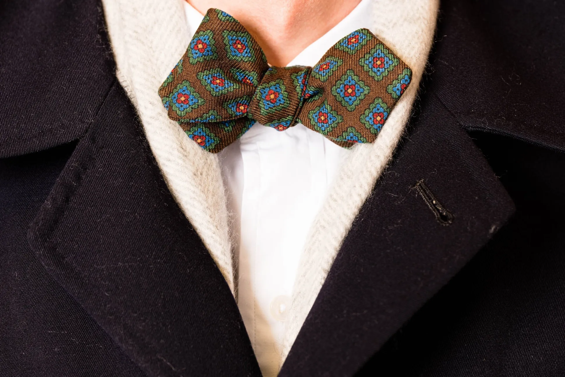 Brown Wool Challis Bow Tie