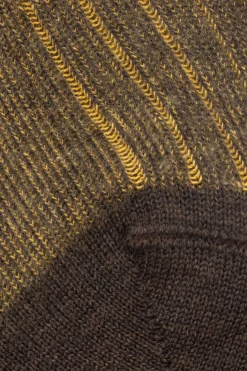 Brown & Yellow Shadow Stripe Midweight Cotton Socks