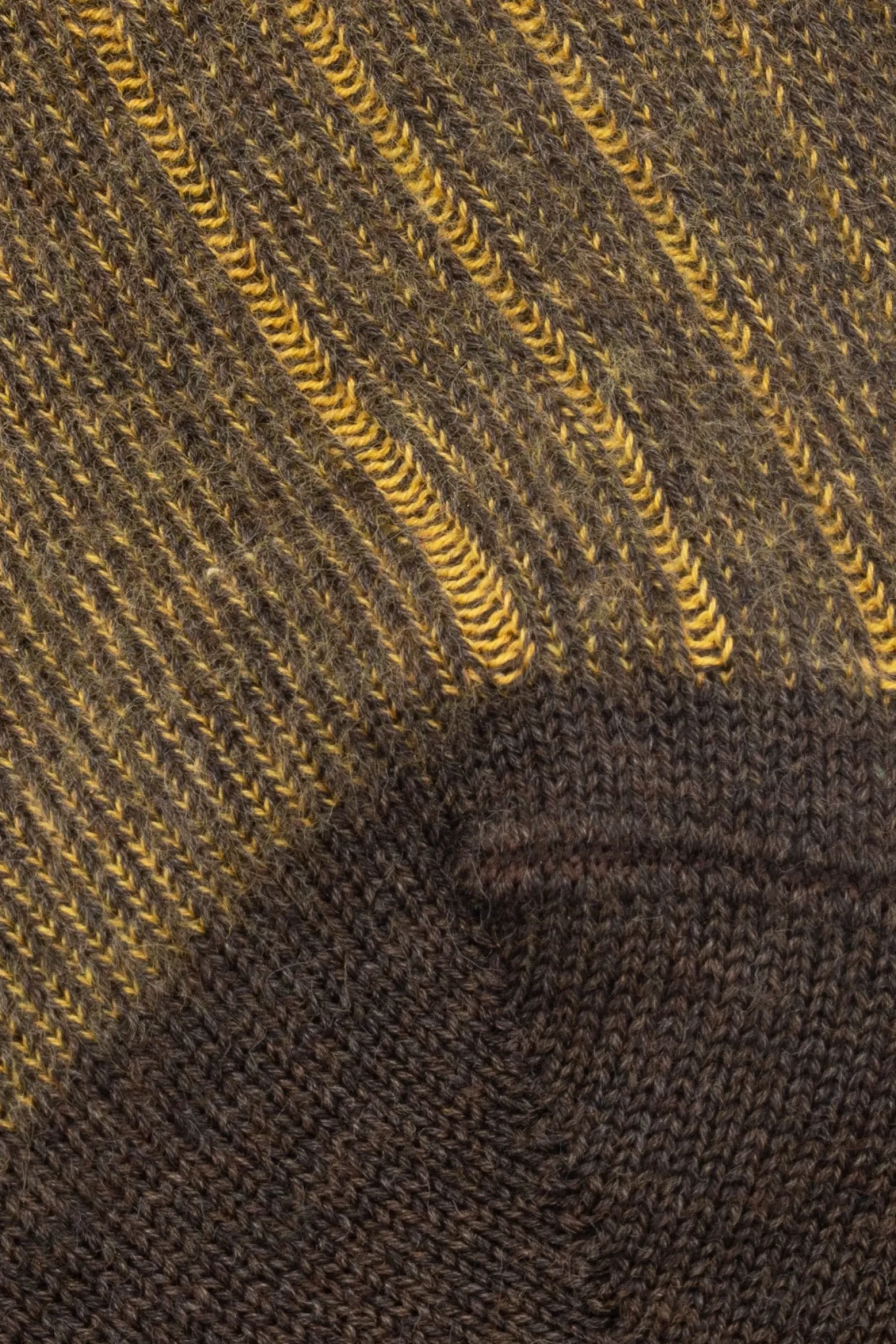 Brown & Yellow Shadow Stripe Midweight Cotton Socks