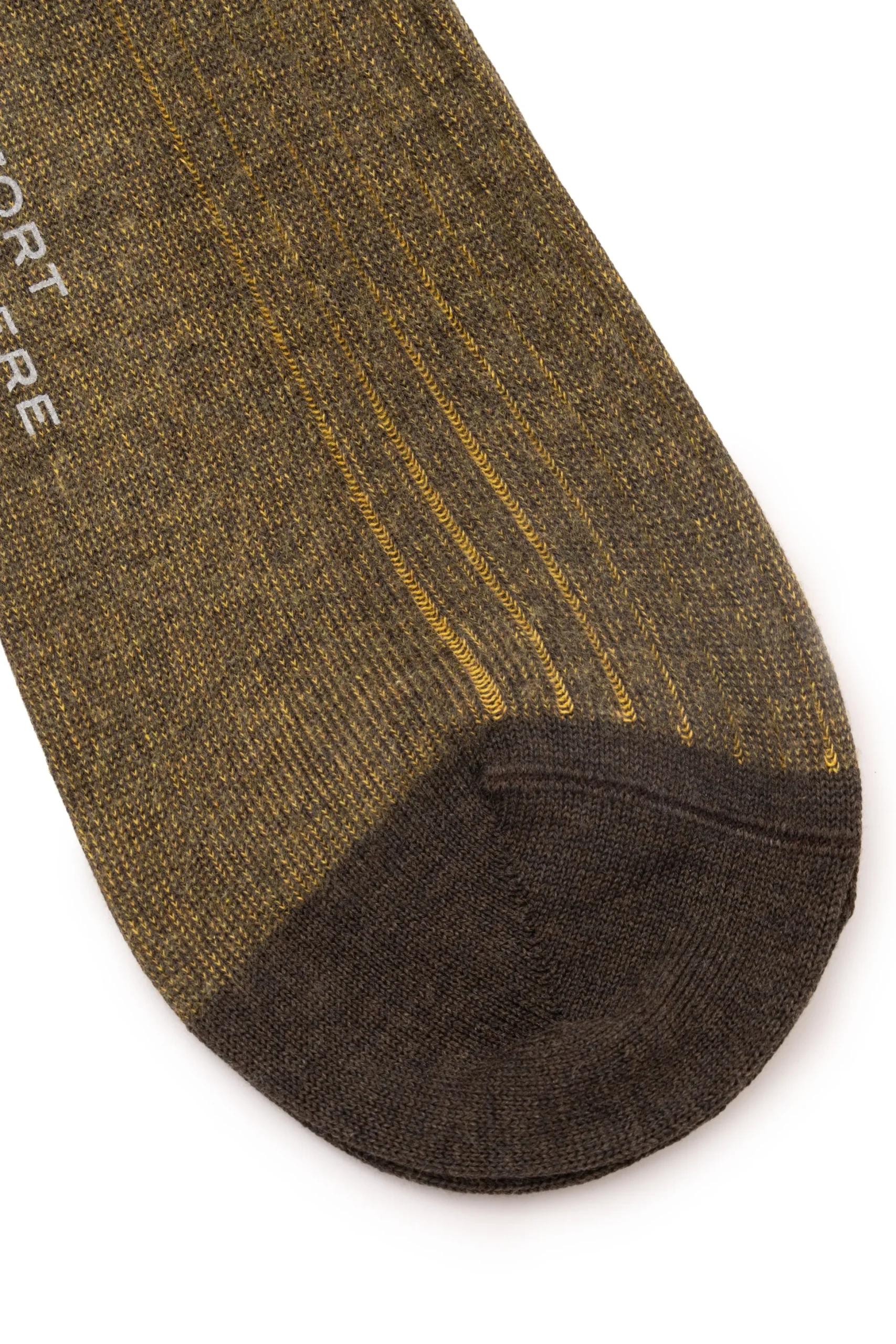Brown & Yellow Shadow Stripe Midweight Cotton Socks