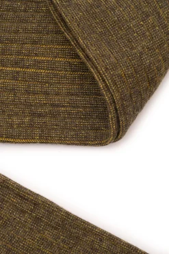 Brown & Yellow Shadow Stripe Midweight Cotton Socks