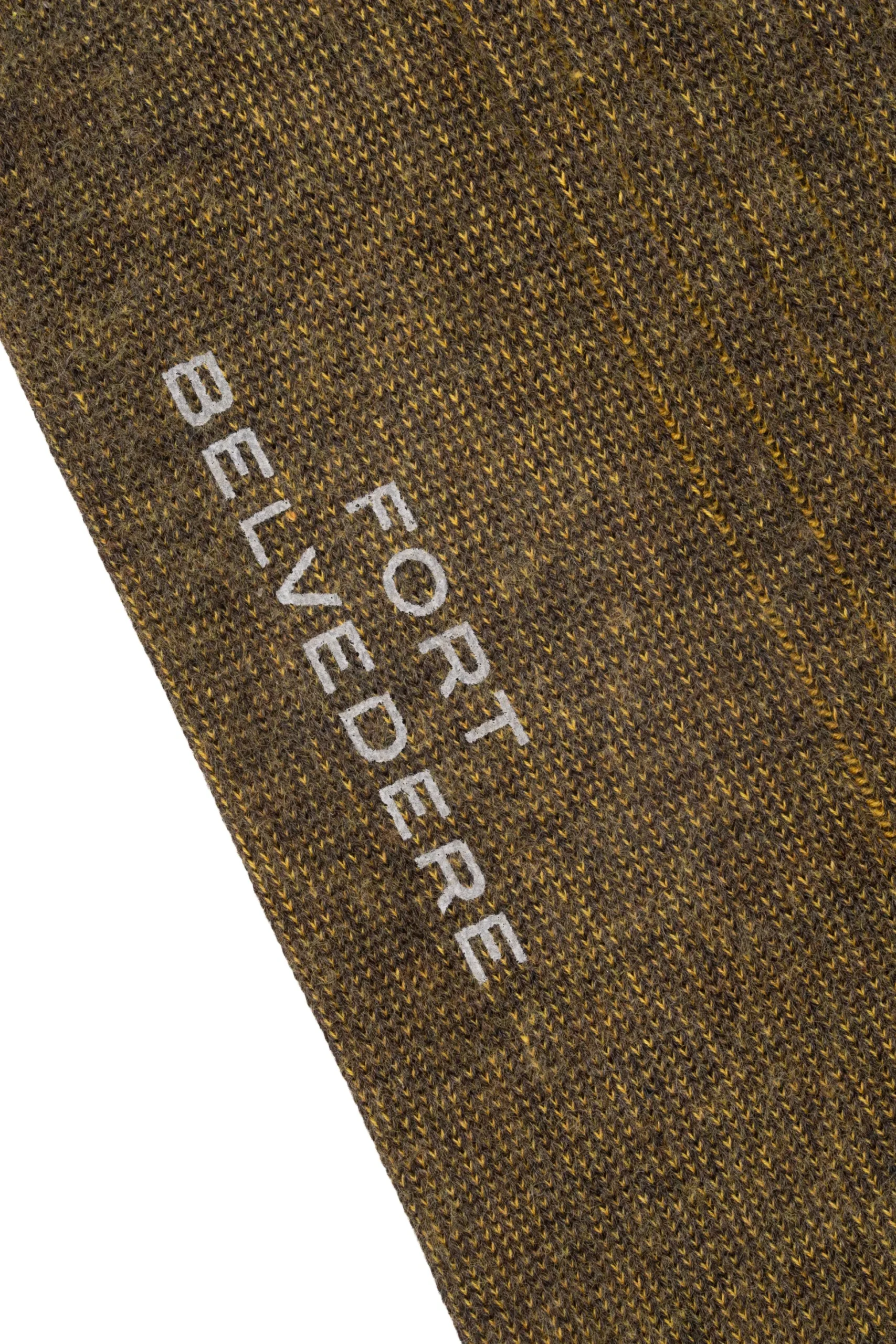 Brown & Yellow Shadow Stripe Midweight Cotton Socks
