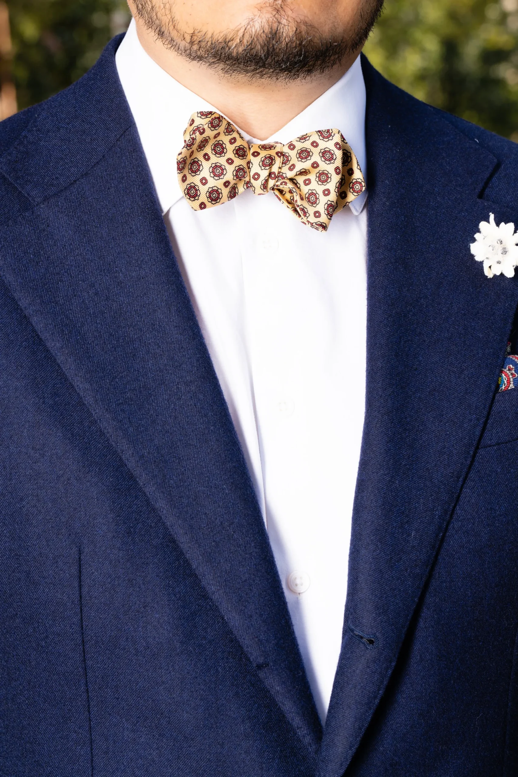Buff & Red Micropattern Madder Silk Bow Tie