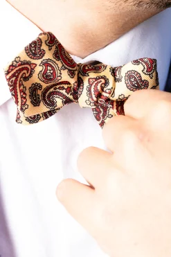 Buff & Red Paisley Madder Silk Bow Tie