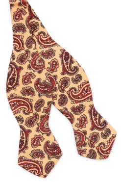 Buff & Red Paisley Madder Silk Bow Tie