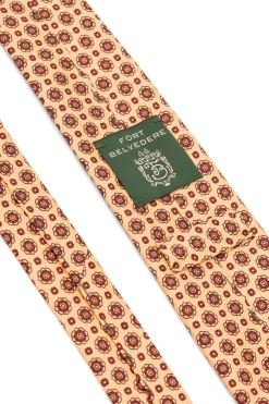 Buff & Red Printed Madder Silk Tie