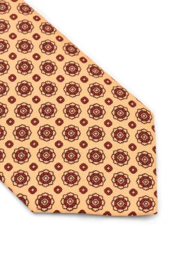 Buff & Red Printed Madder Silk Tie