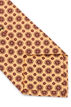 Buff & Red Printed Madder Silk Tie