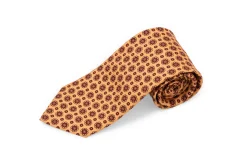 Buff & Red Printed Madder Silk Tie