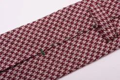 Burgundy & Cream Houndstooth Silk Bourette Tie