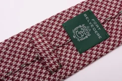 Burgundy & Cream Houndstooth Silk Bourette Tie