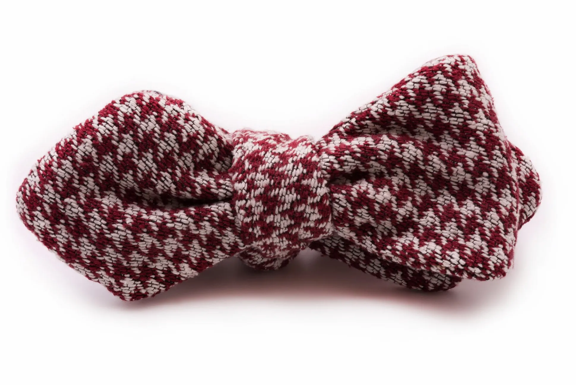 Burgundy & Cream Houndstooth Silk Bourette Bow Tie