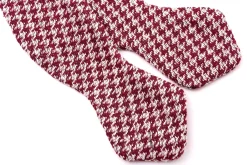 Burgundy & Cream Houndstooth Silk Bourette Bow Tie