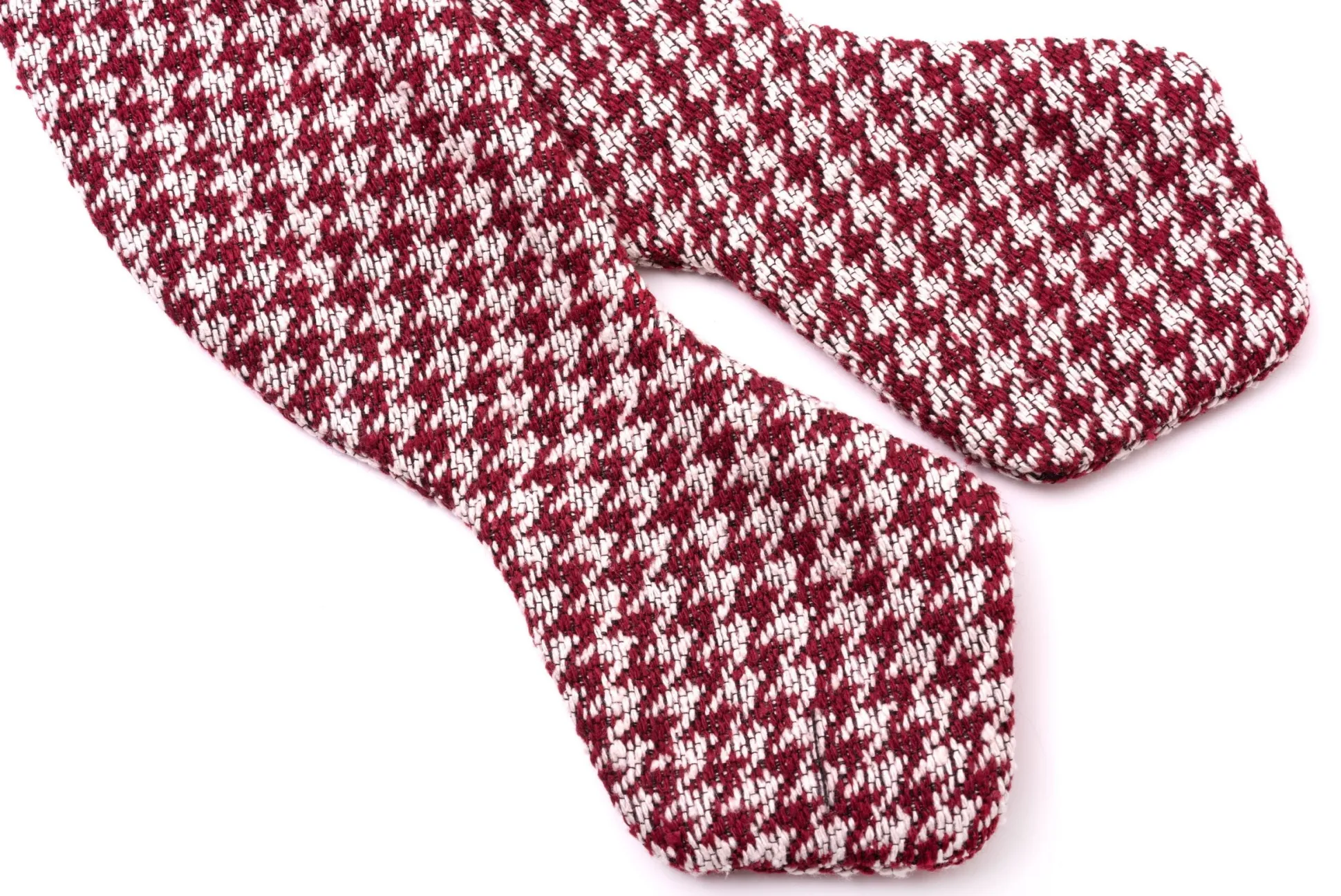 Burgundy & Cream Houndstooth Silk Bourette Bow Tie