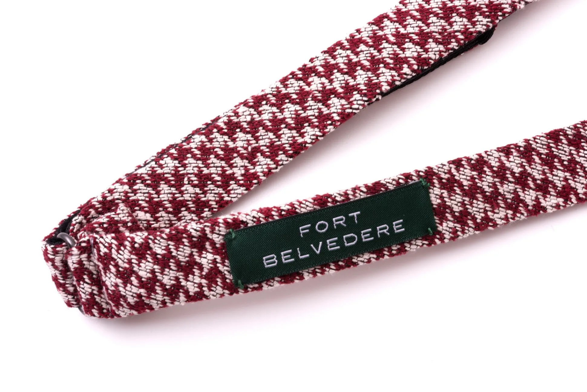 Burgundy & Cream Houndstooth Silk Bourette Bow Tie