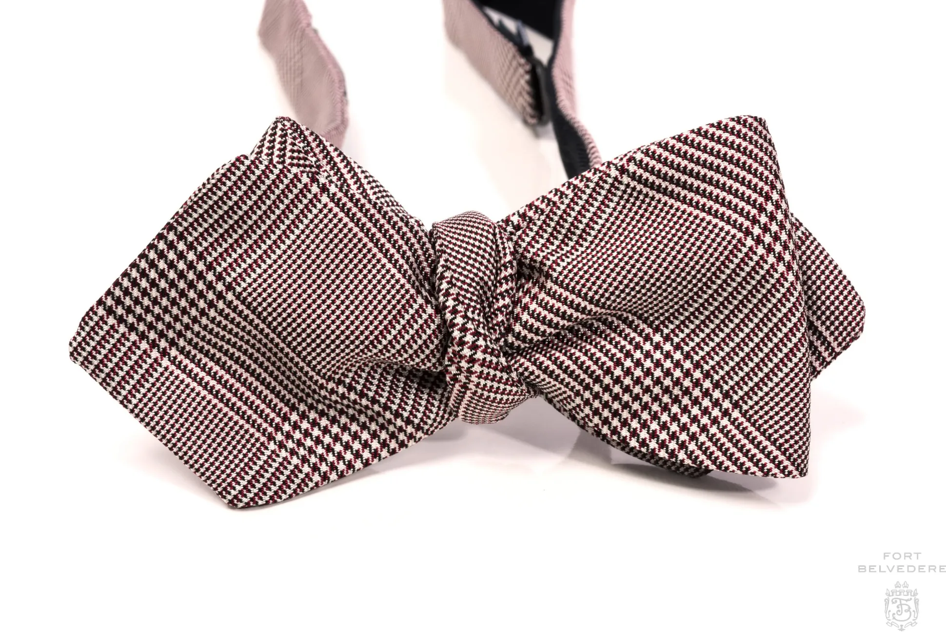 Burgundy Glen Check Silk Bow Tie