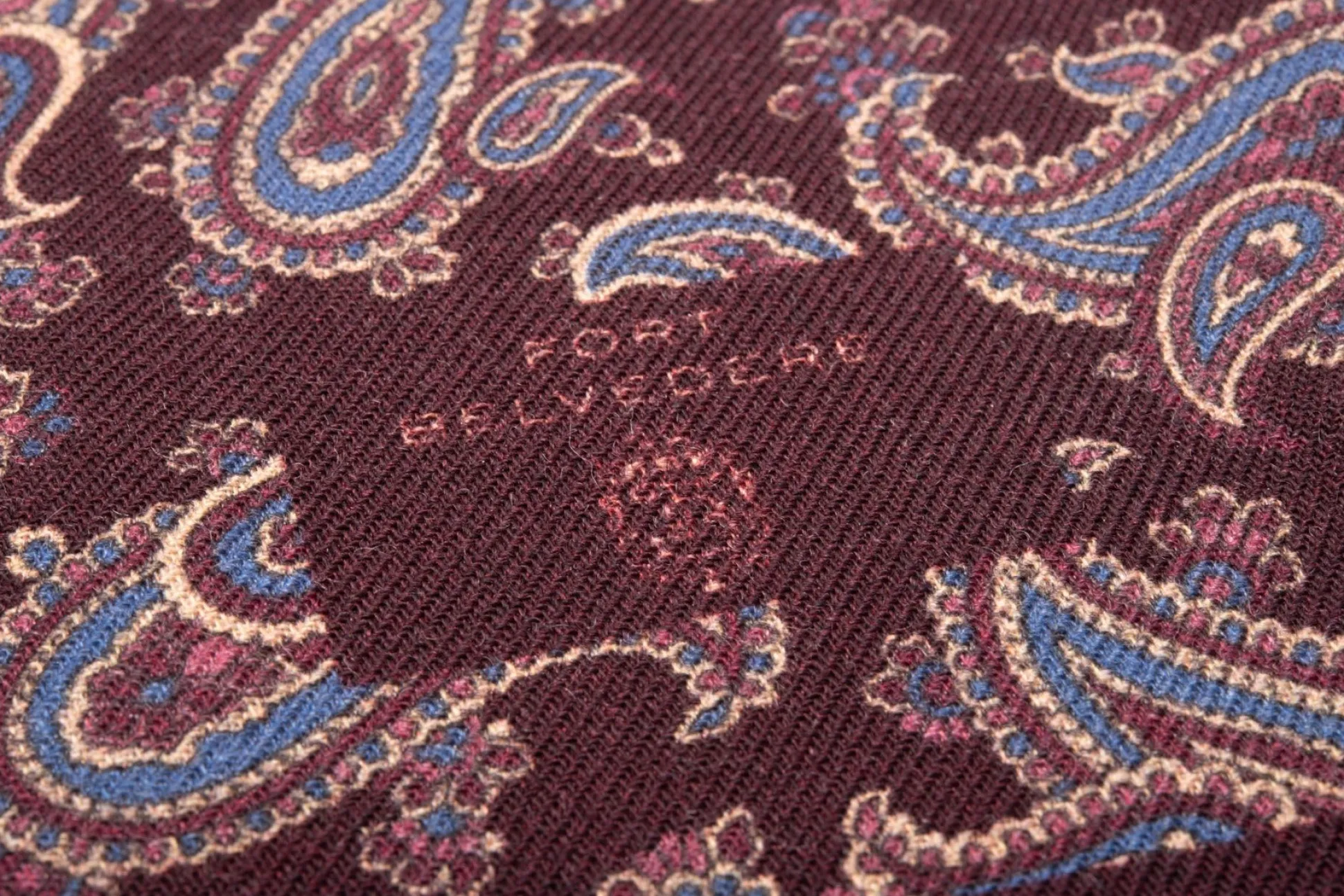Burgundy Paisley & Geometric Double Sided Scarf