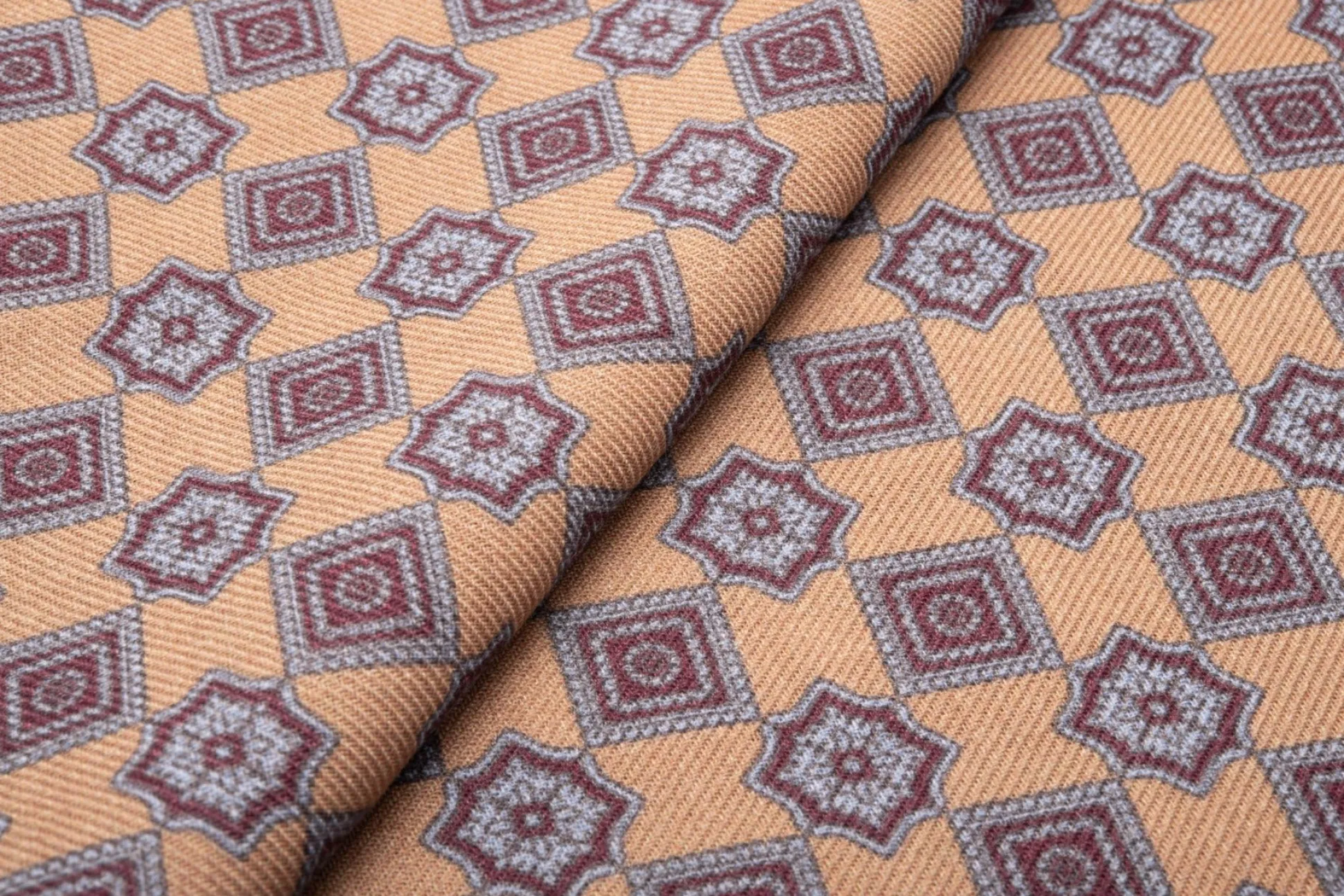 Burgundy Paisley & Geometric Double Sided Scarf