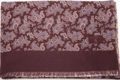 Burgundy Paisley & Geometric Double Sided Scarf