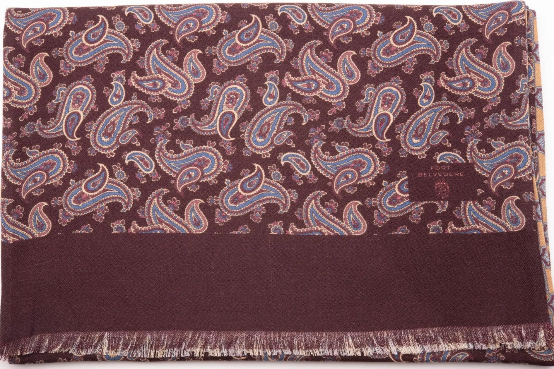 Burgundy Paisley & Geometric Double Sided Scarf