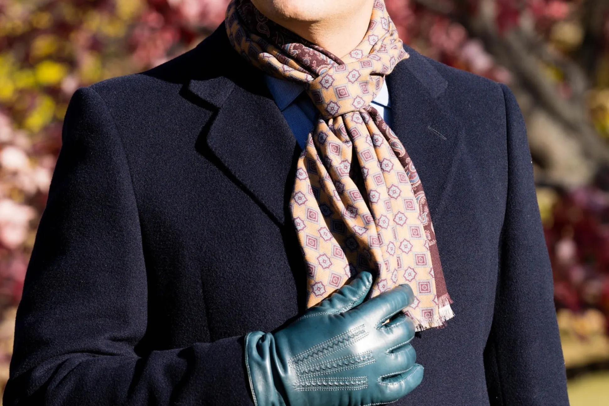 Burgundy Paisley & Geometric Double Sided Scarf