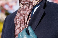 Burgundy Paisley & Geometric Double Sided Scarf