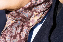 Burgundy Paisley & Geometric Double Sided Scarf