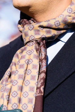 Burgundy Paisley & Geometric Double Sided Scarf