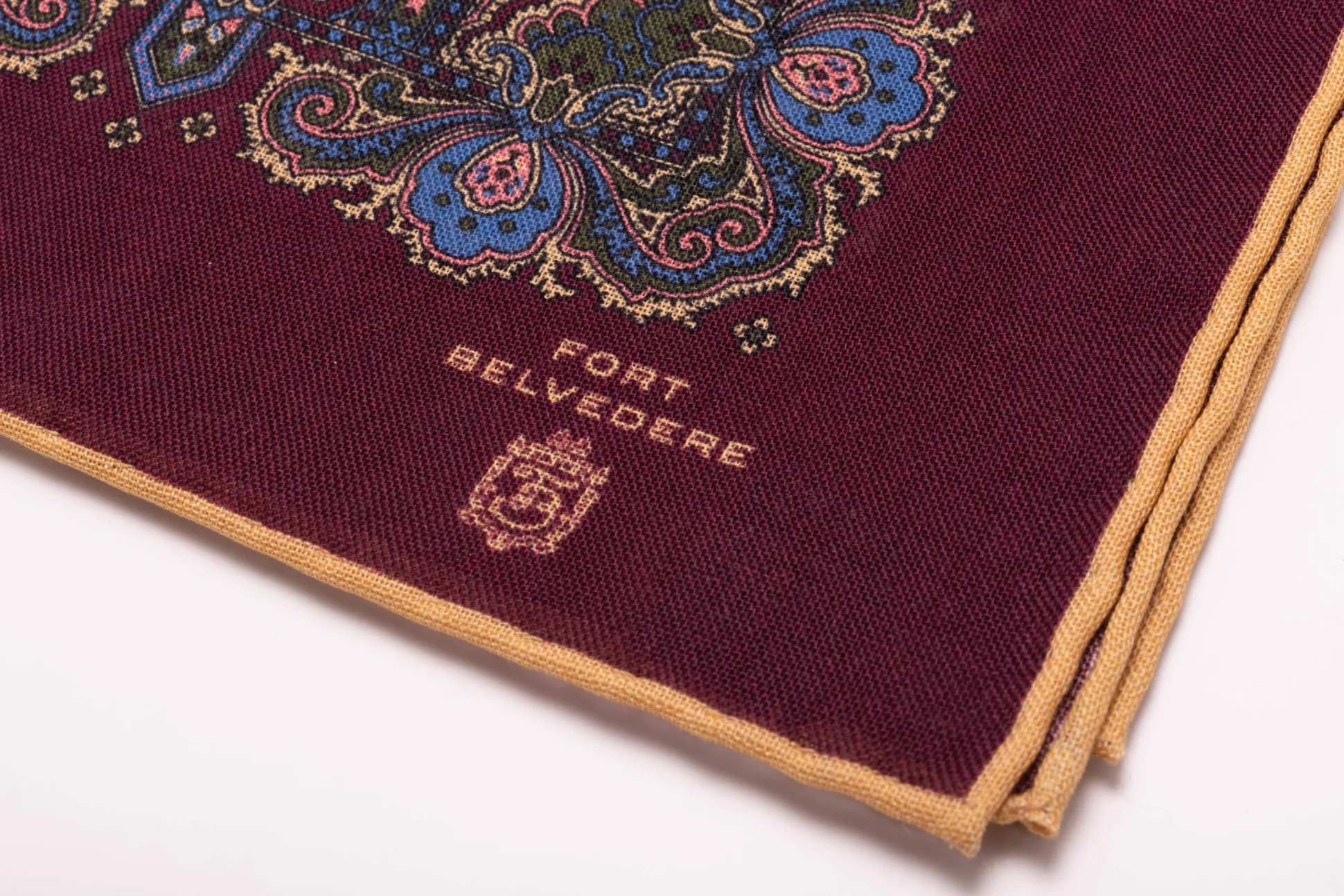 Burgundy Paisley Silk Wool Pocket Square