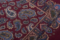 Burgundy Paisley Silk Wool Pocket Square