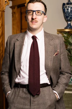 Burgundy Red Zigzag Silk Knit Tie