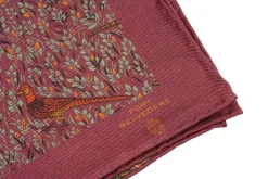 Burgundy Reversible Pheasant & Paisley Silk Pocket Square