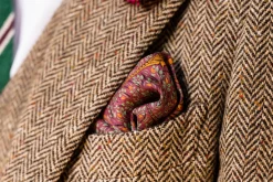 Burgundy Reversible Pheasant & Paisley Silk Pocket Square
