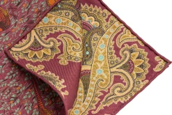 Burgundy Reversible Pheasant & Paisley Silk Pocket Square