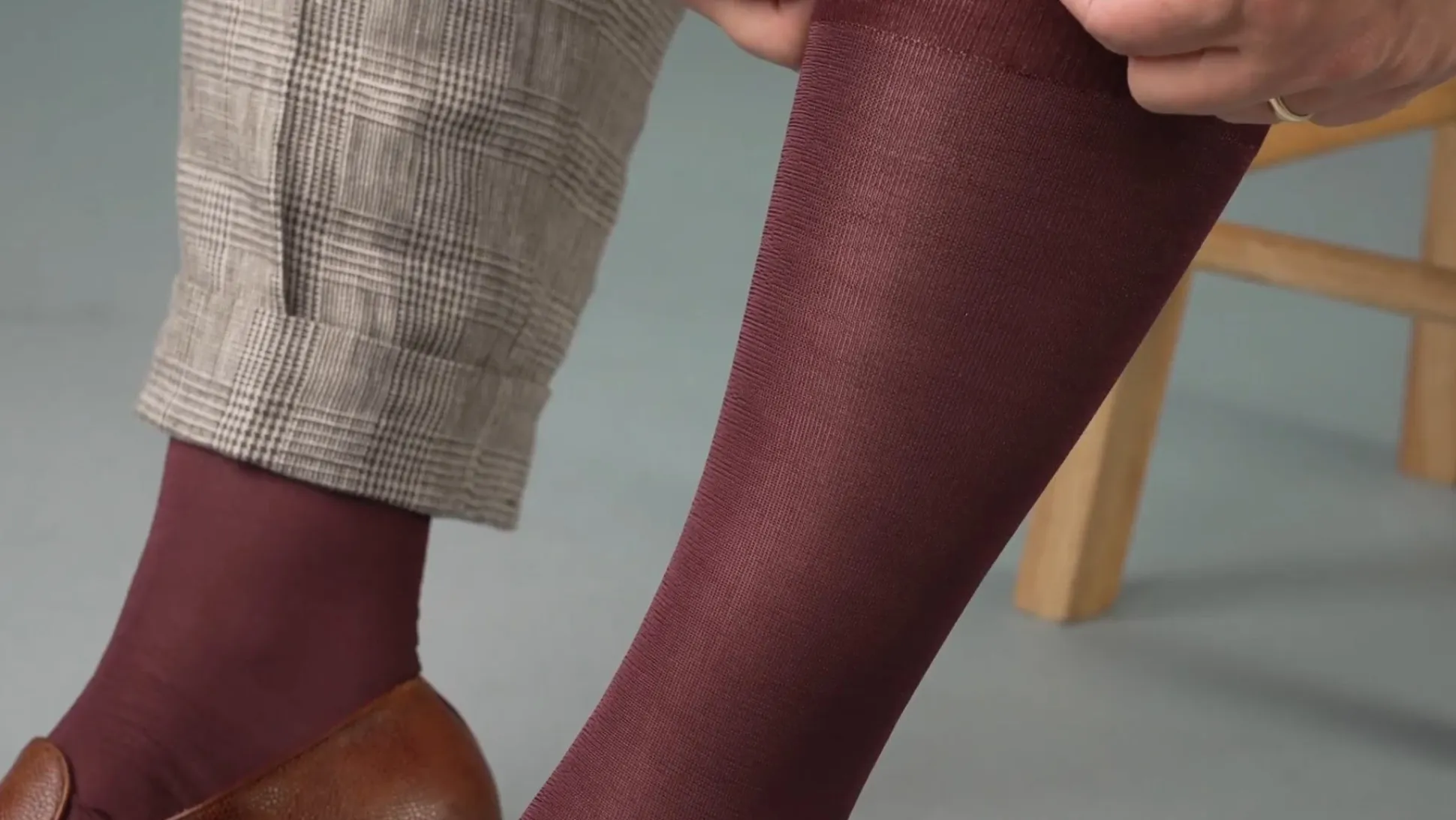 Burgundy Silk Formal Socks