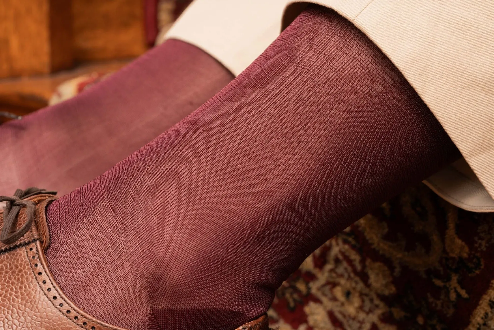 Burgundy Silk Formal Socks
