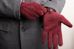 Burgundy Suede Unlined Leather Gloves